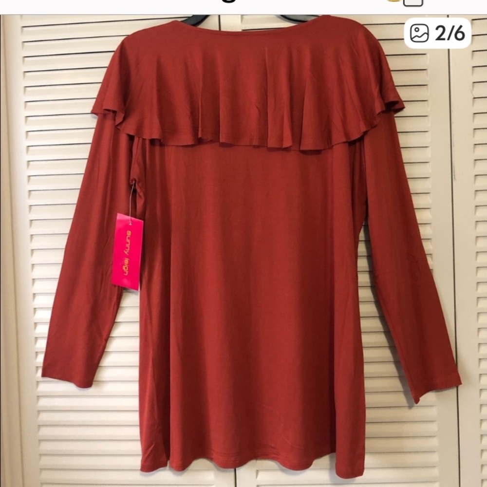 Sunny Leigh Rust Ruffle Blouse - Picture 3 of 4
